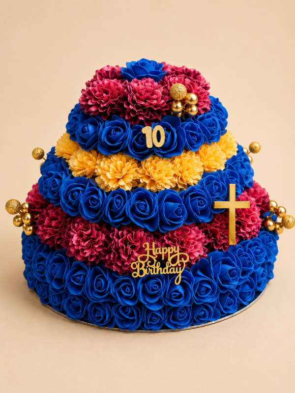 Gâteau Fleurs Artificielles Décoratif Artisanal