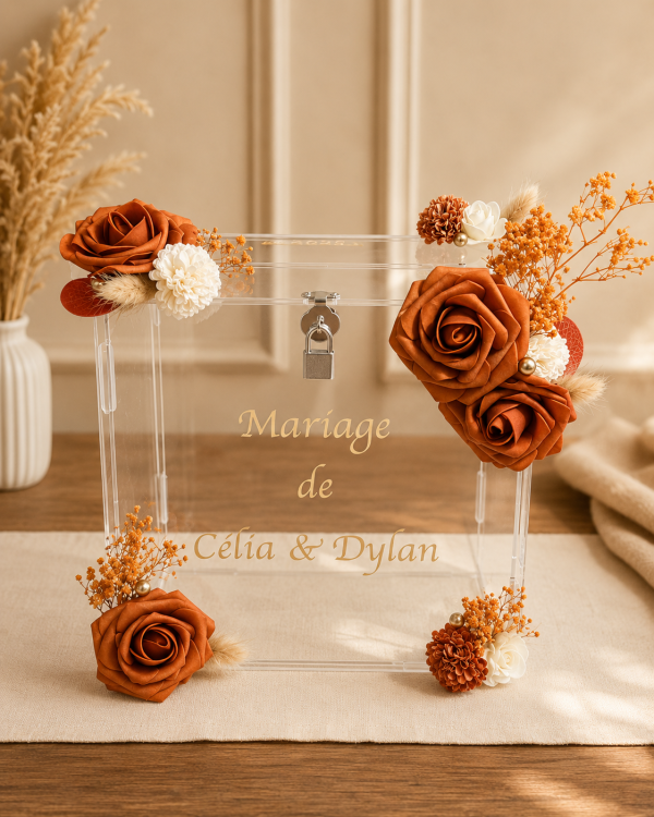 Urne fleurie en plexiglas.