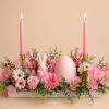 Centre de Table Fleurs Artificielles en Bois Artisanal